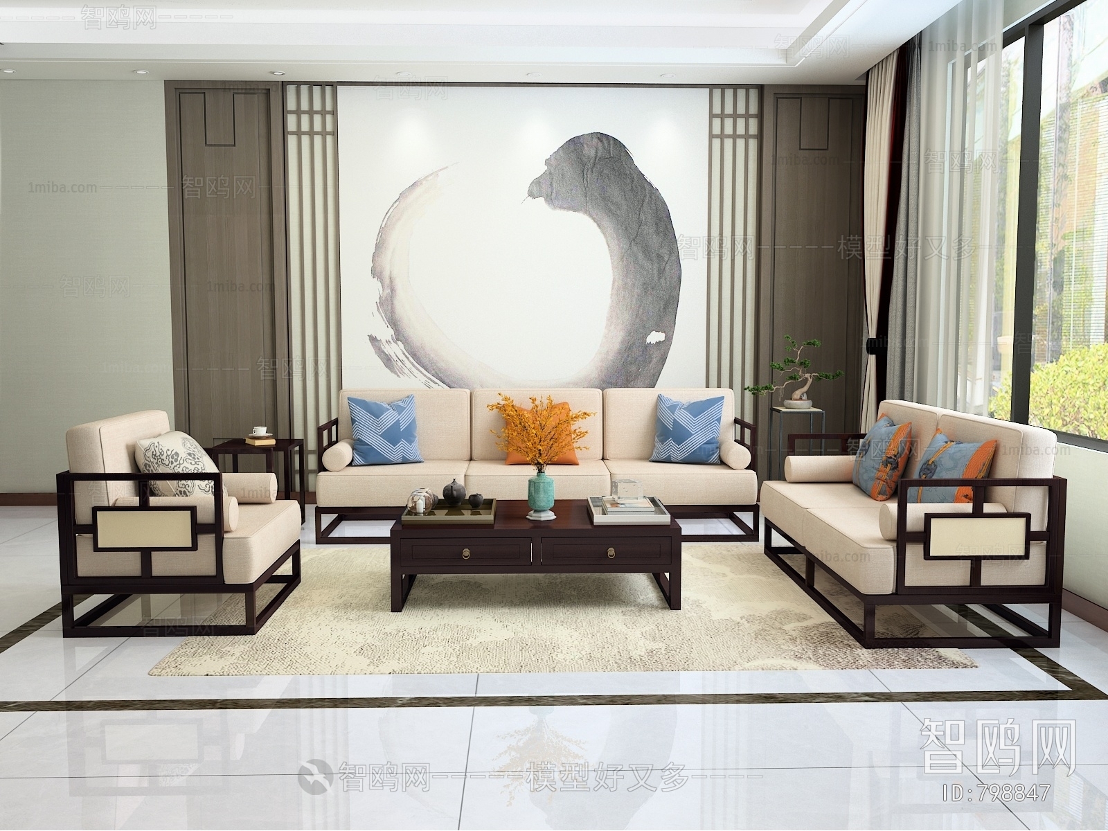 New Chinese Style Sofa Combination