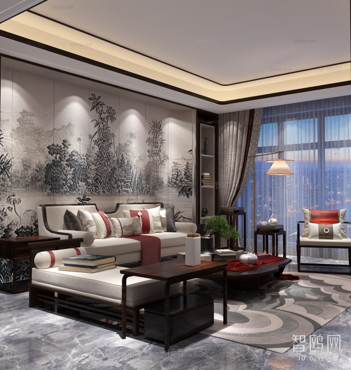 New Chinese Style A Living Room