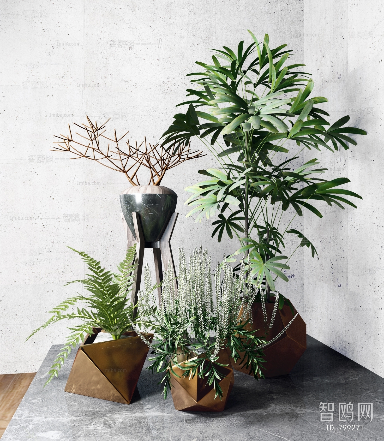 Modern Potted Green Plant