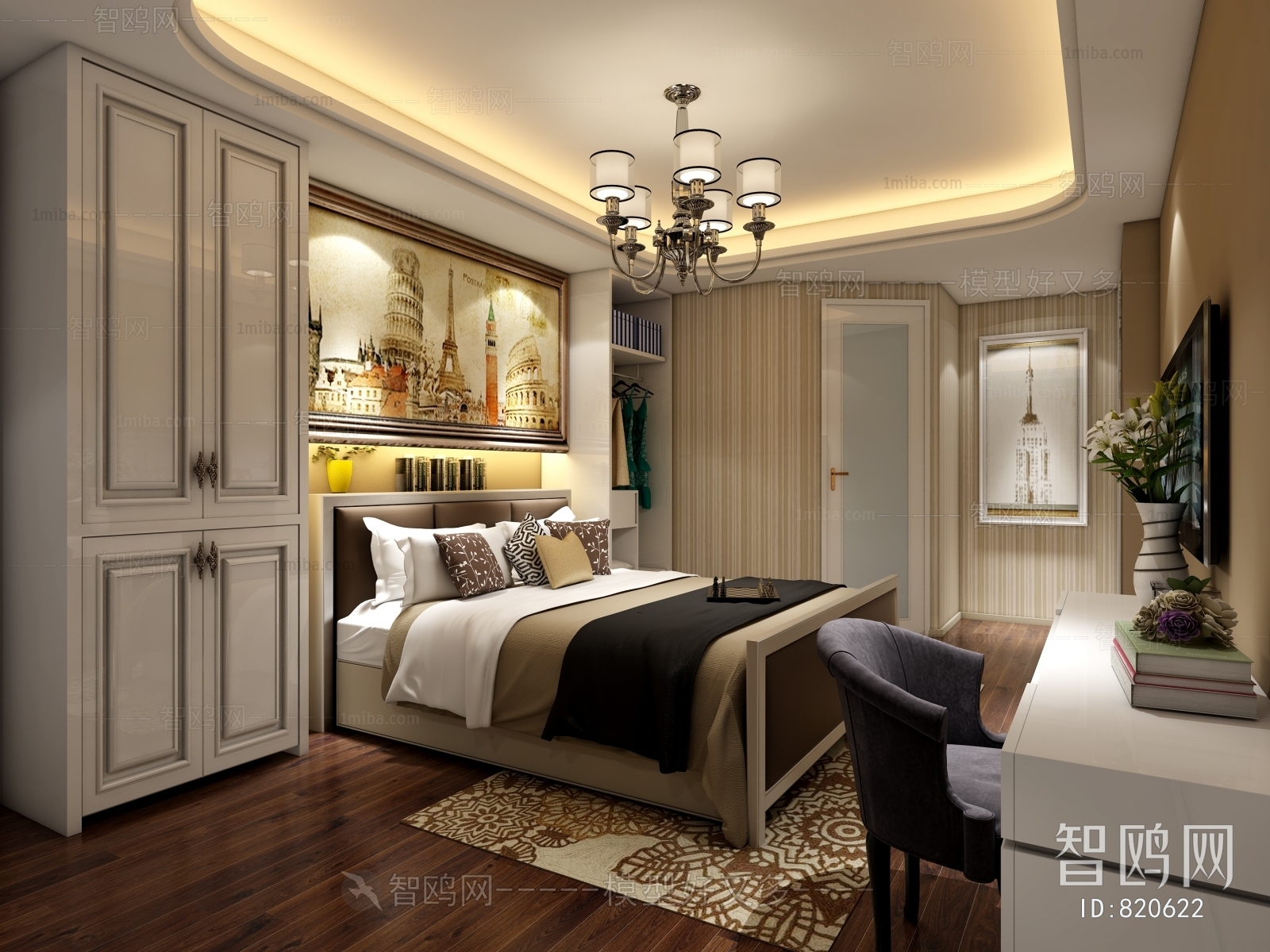 Simple European Style Bedroom