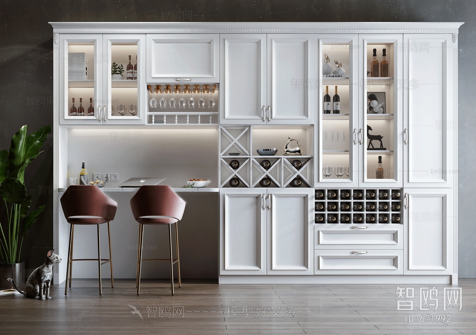 Simple European Style Wine Cabinet