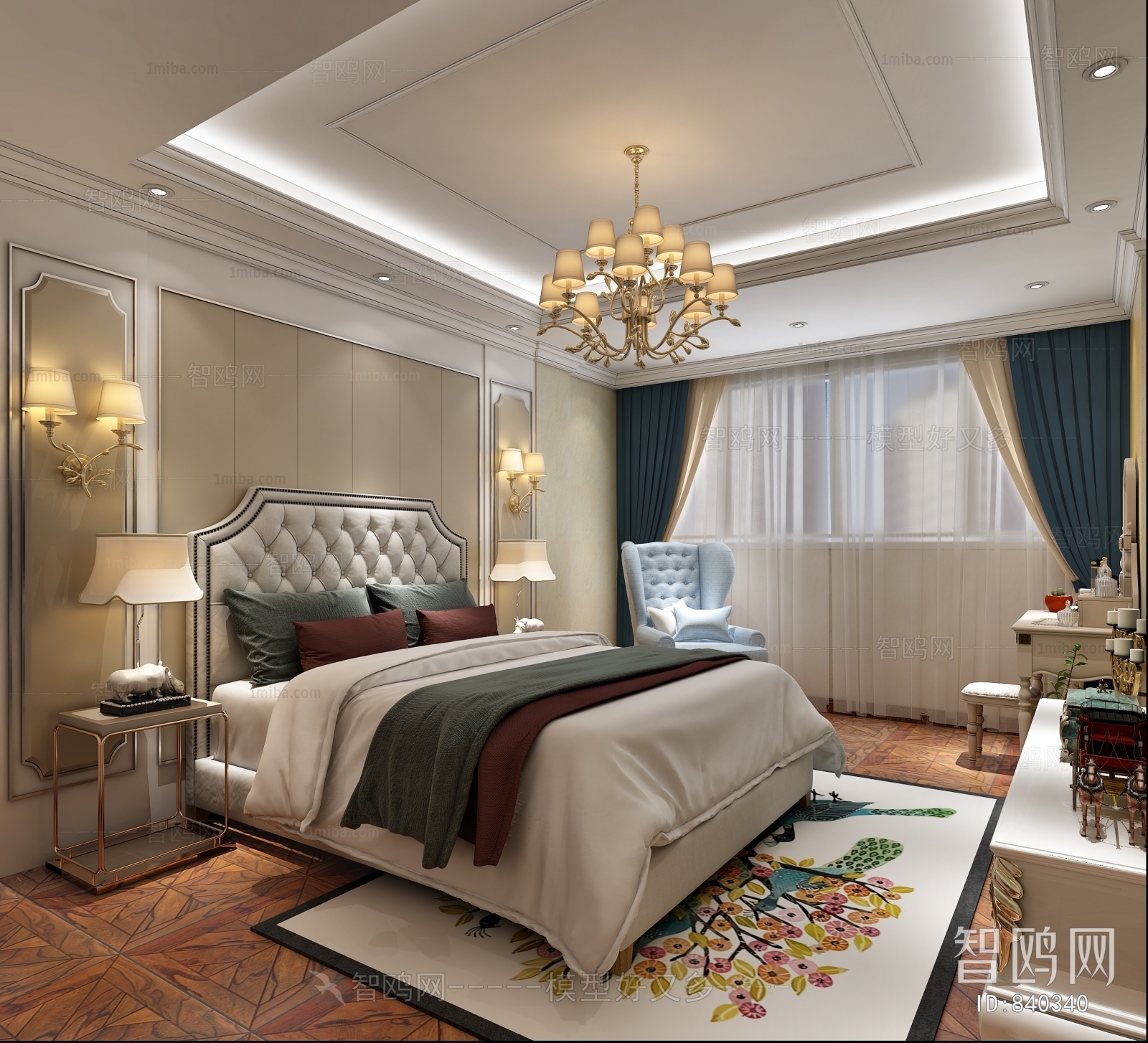 Simple European Style Bedroom