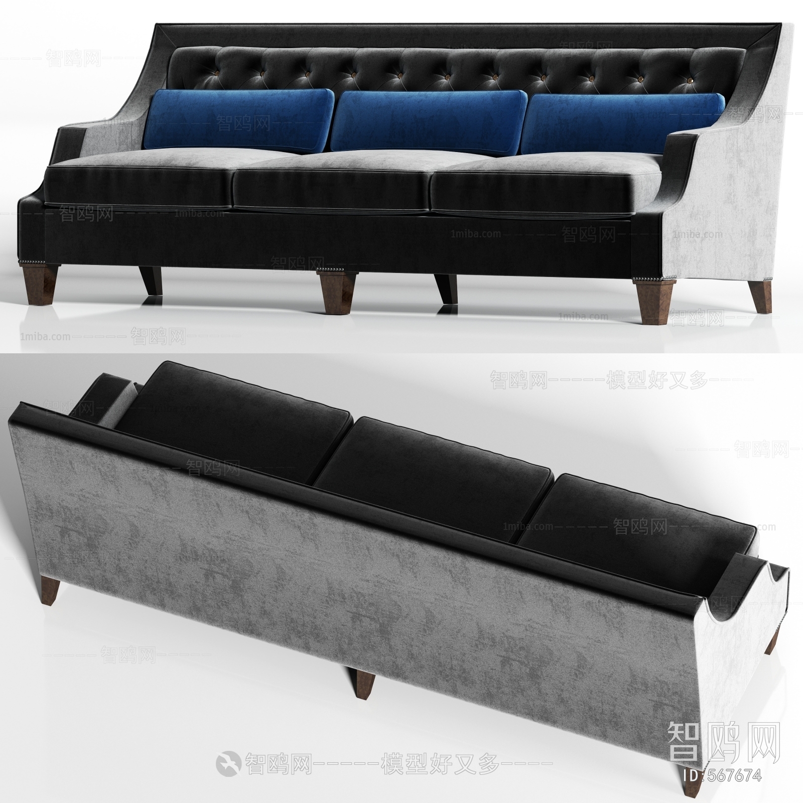 Simple European Style Three-seat Sofa