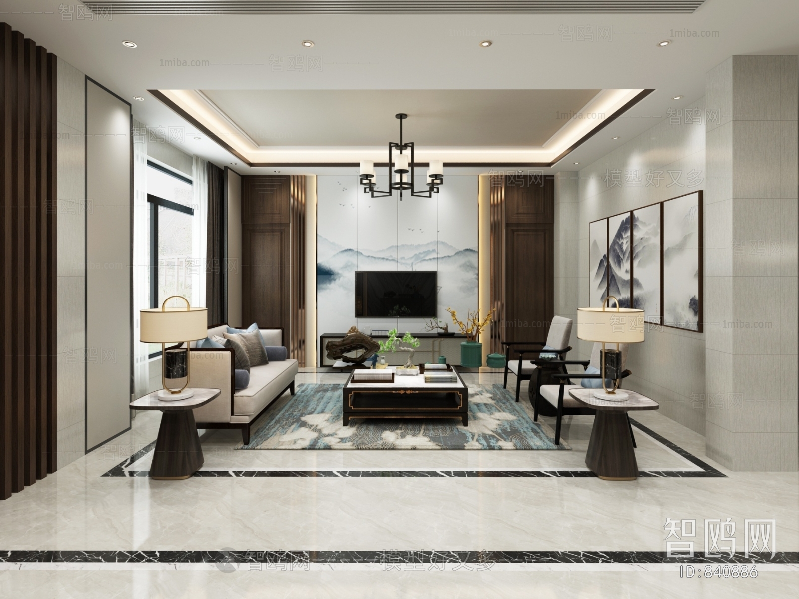 New Chinese Style A Living Room