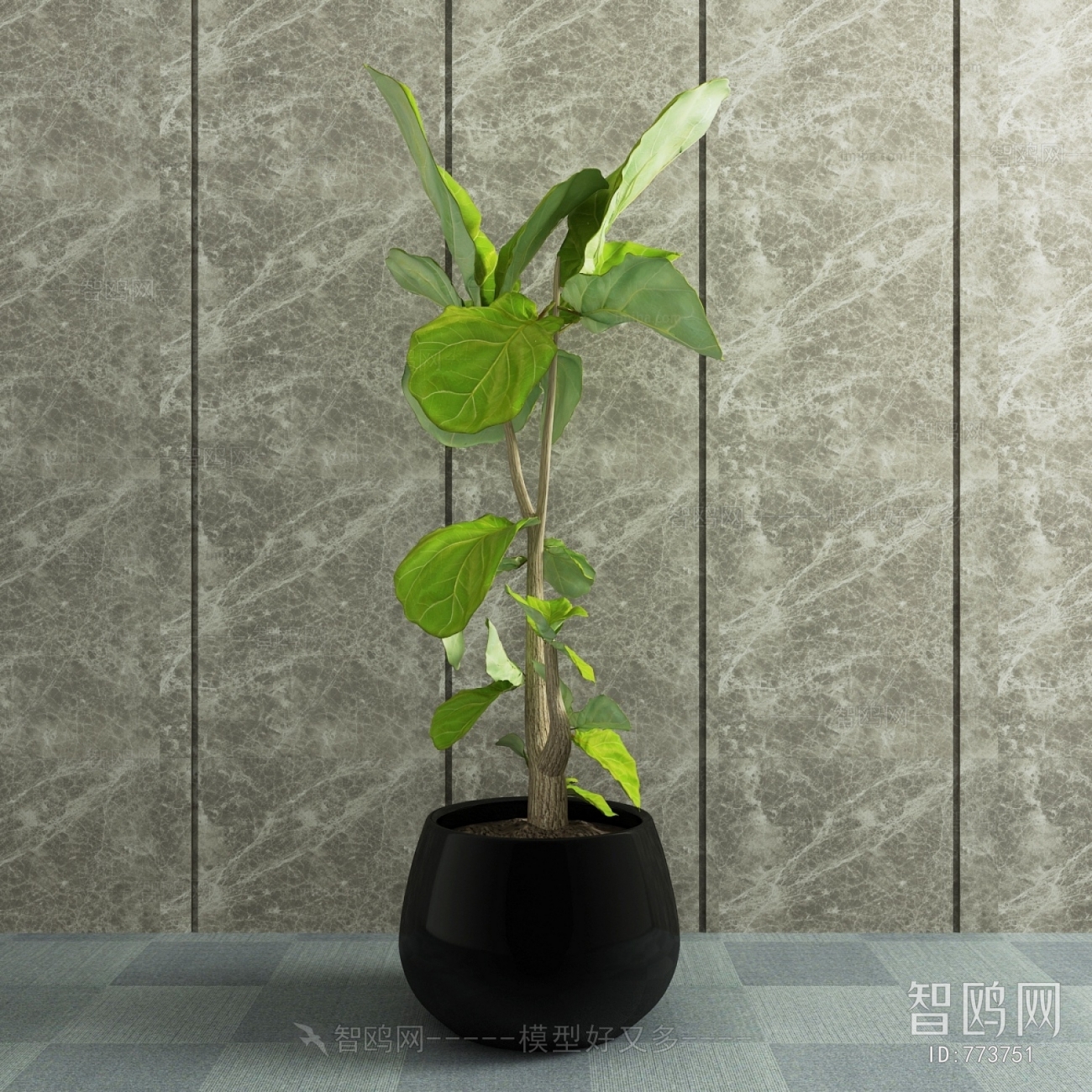 Modern Potted Green Plant