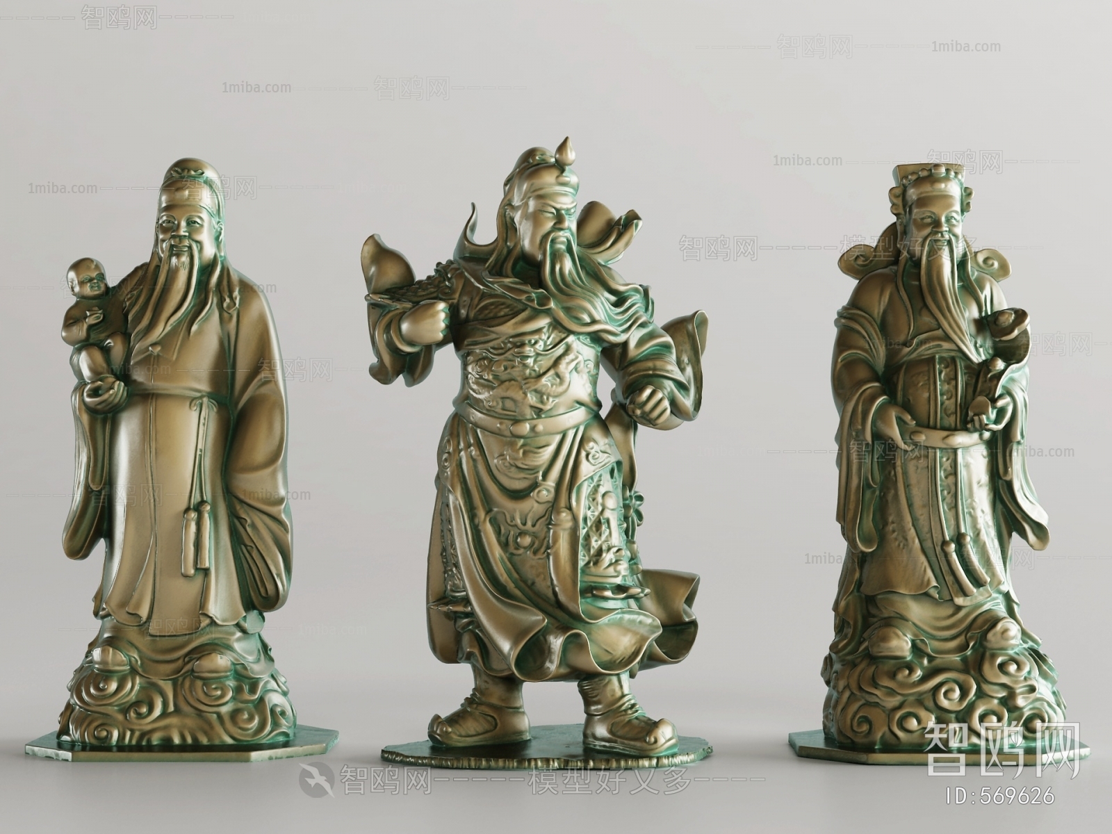 中式关羽财神爷雕塑