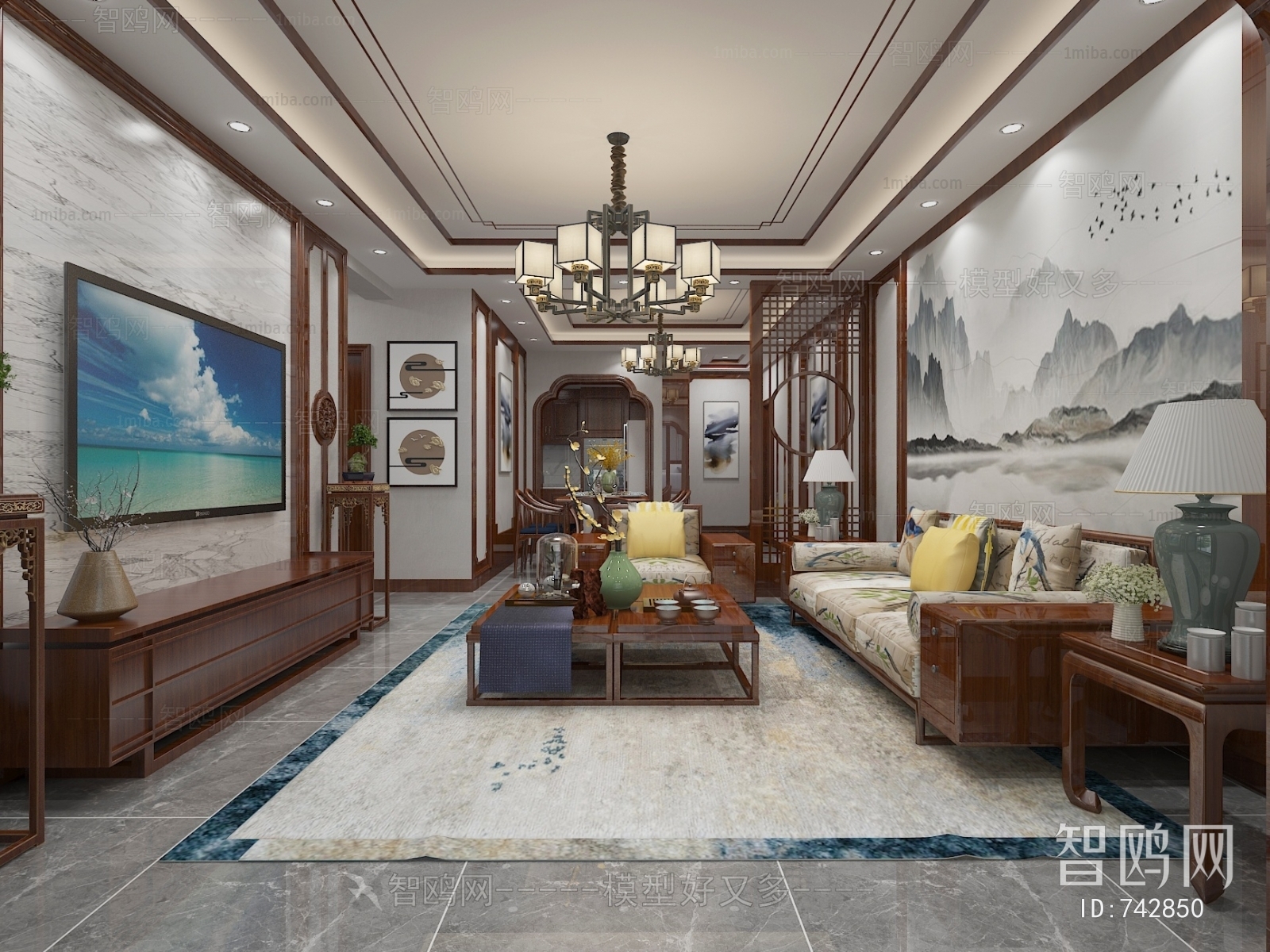 New Chinese Style A Living Room