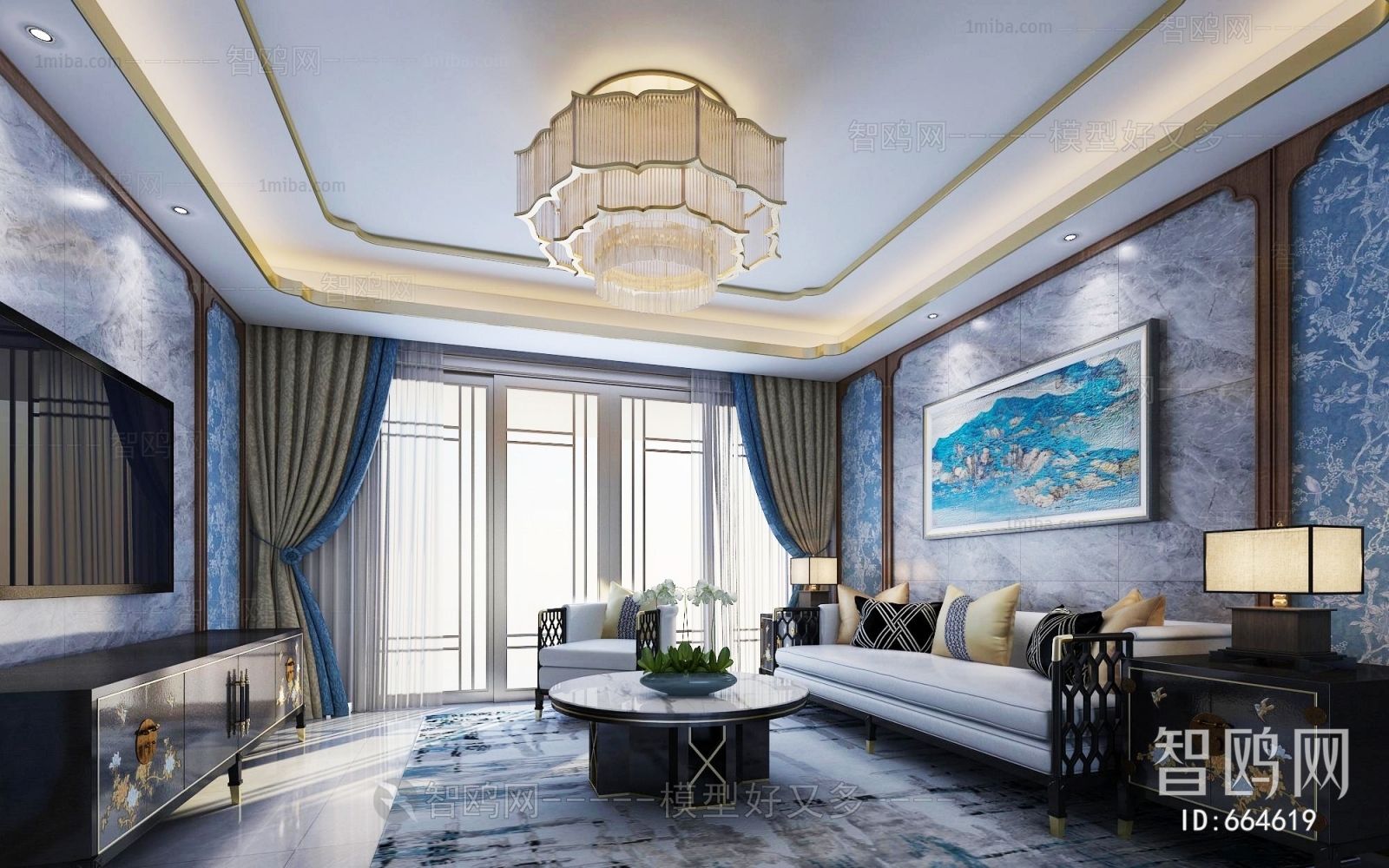 New Chinese Style A Living Room