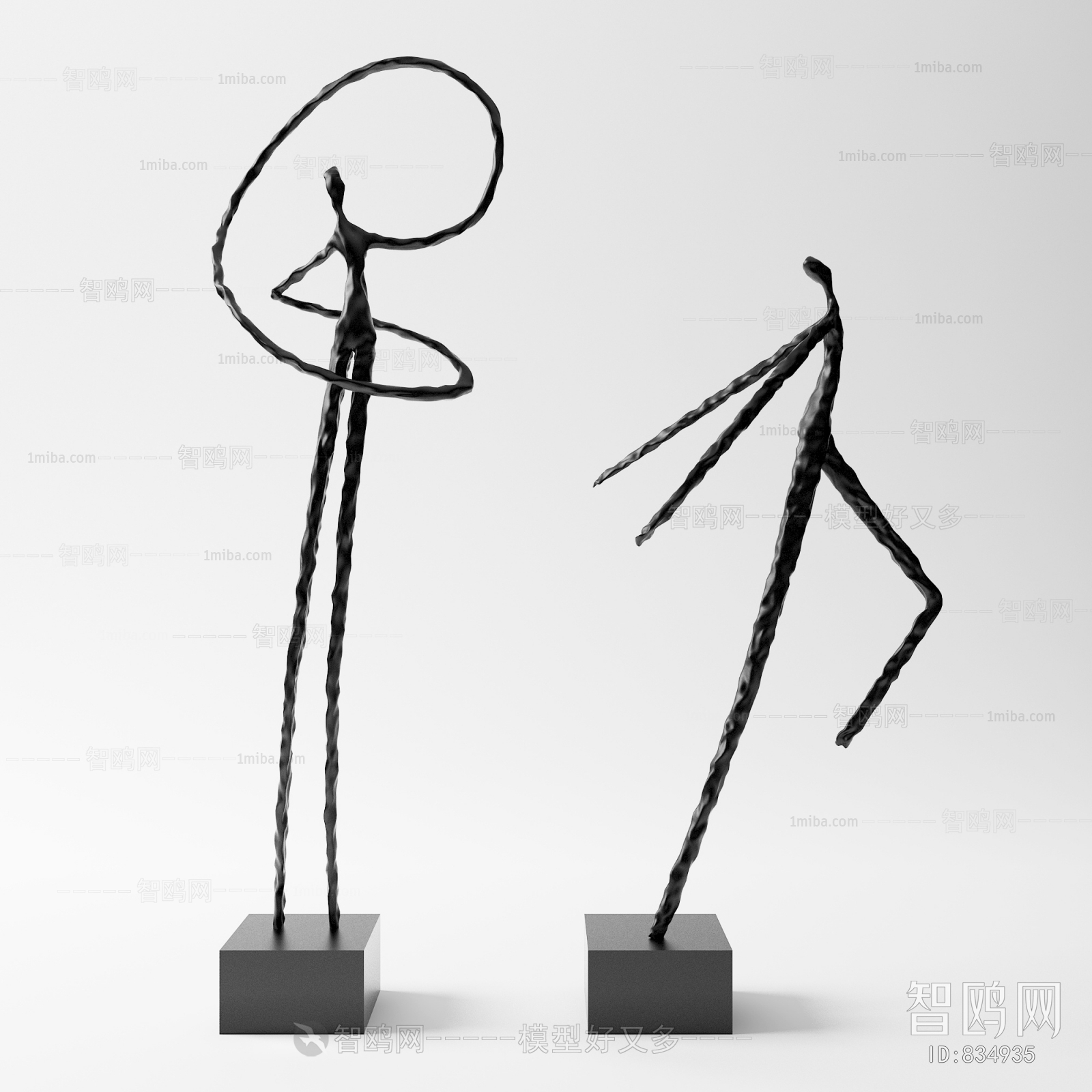 现代铁艺人物雕塑摆件