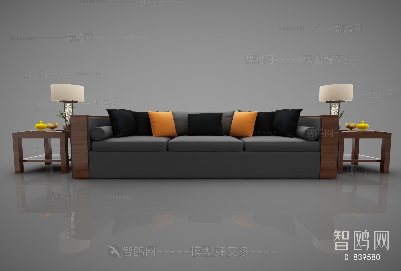 New Chinese Style Three-seat Sofa