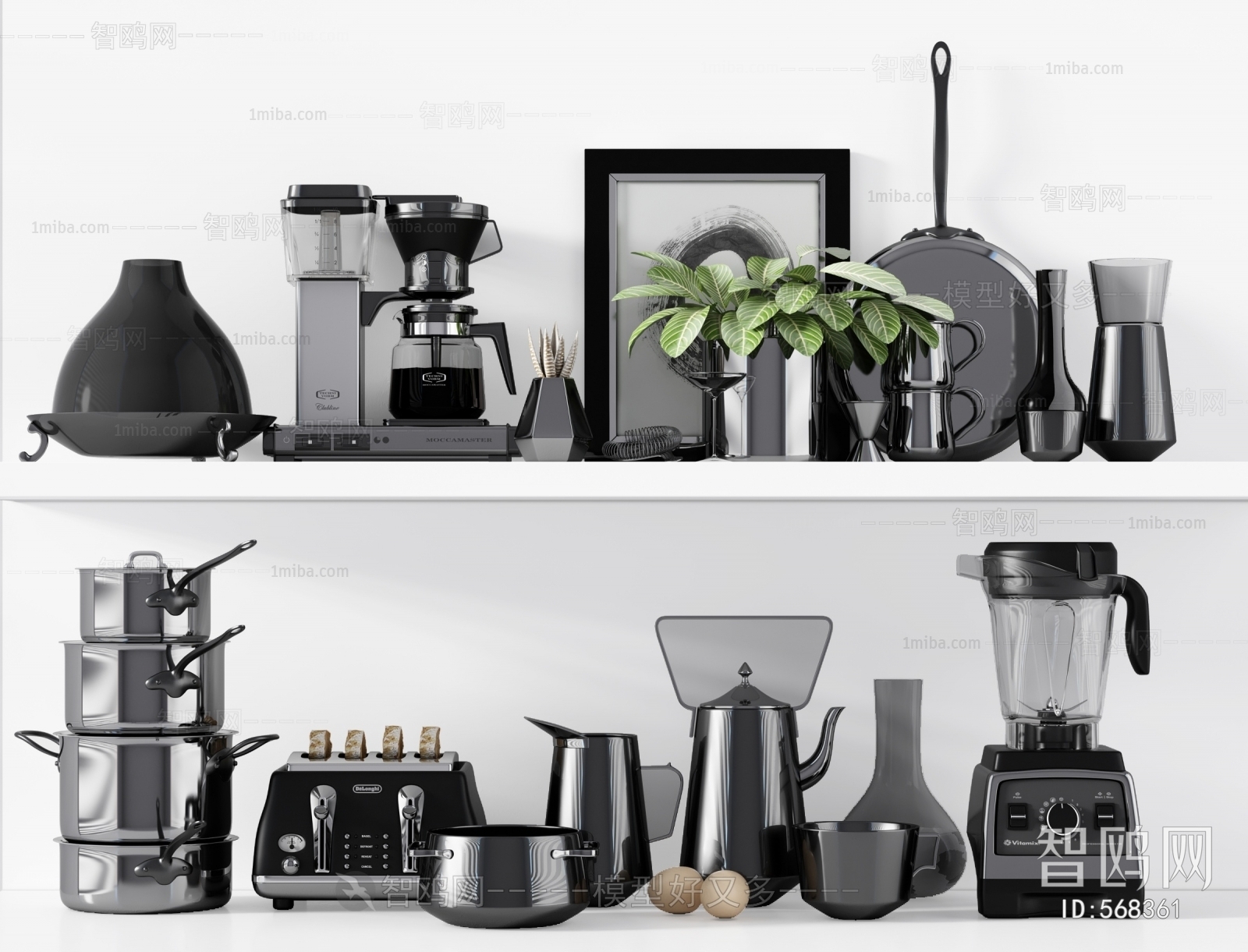 现代咖啡机厨房器具组合