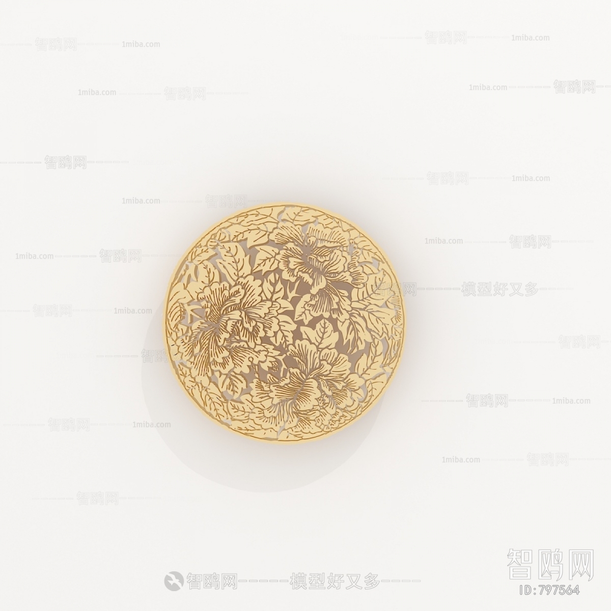 中式牡丹雕花墙饰