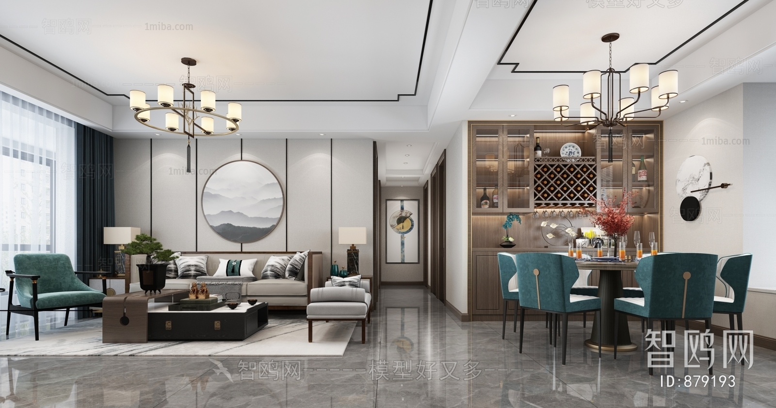 New Chinese Style A Living Room