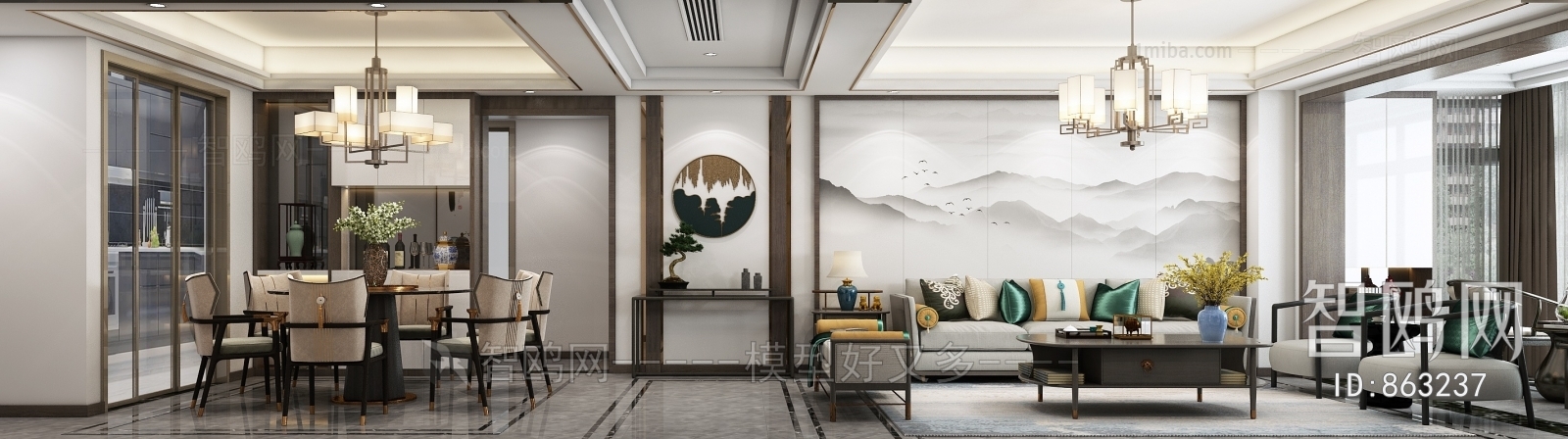 New Chinese Style A Living Room