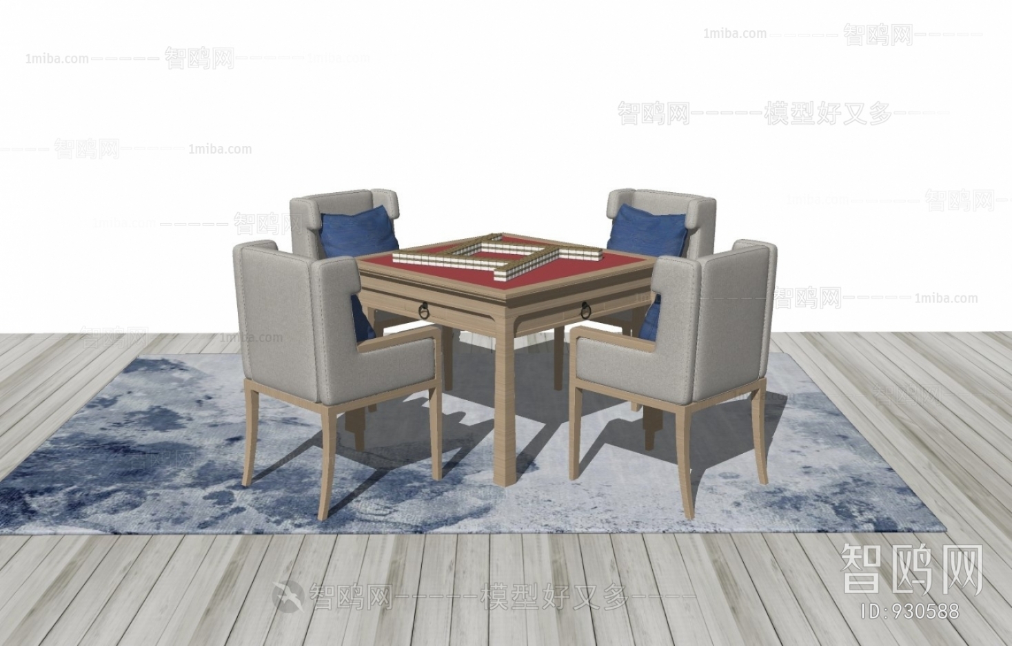 中式实木麻将桌