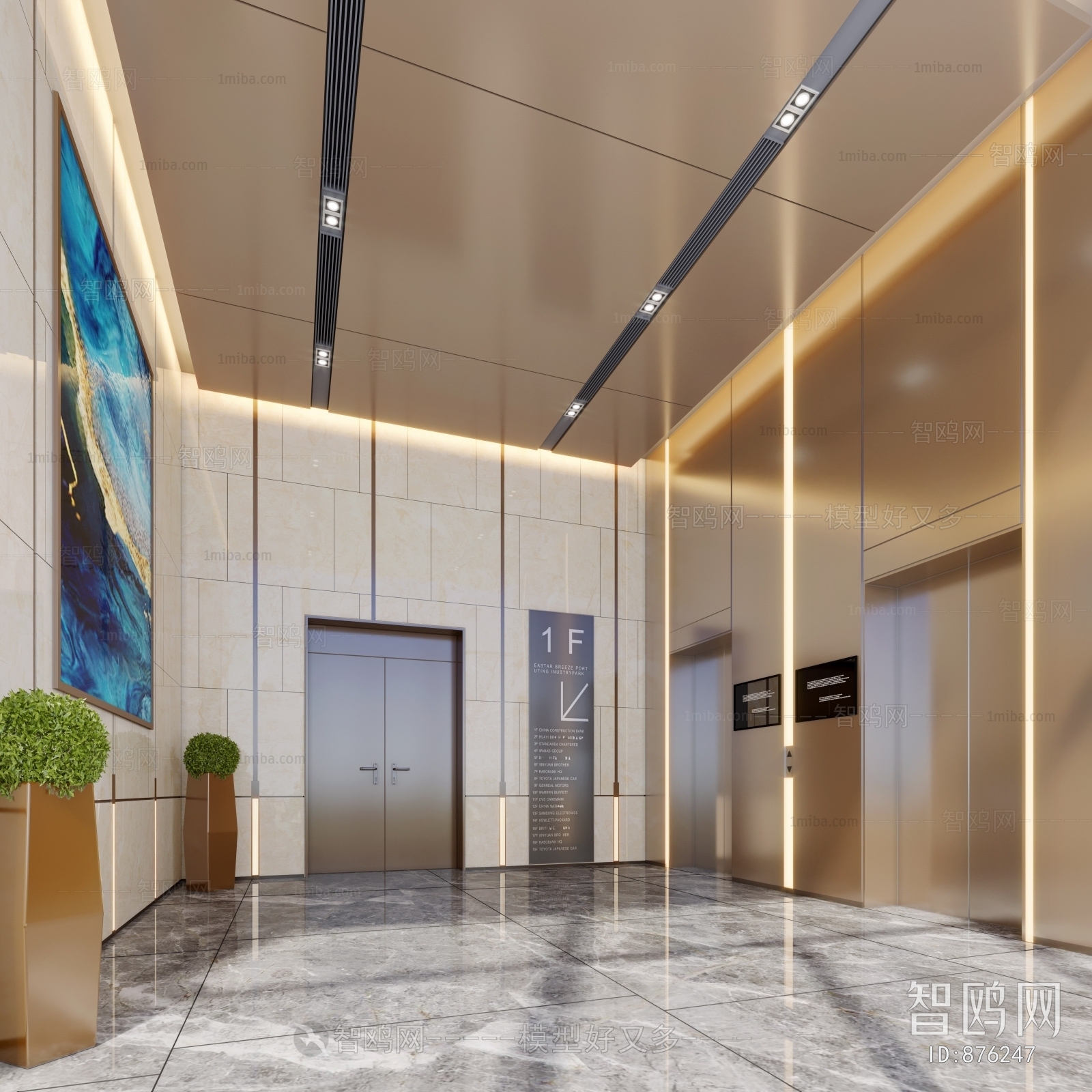 Modern Office Elevator Hall