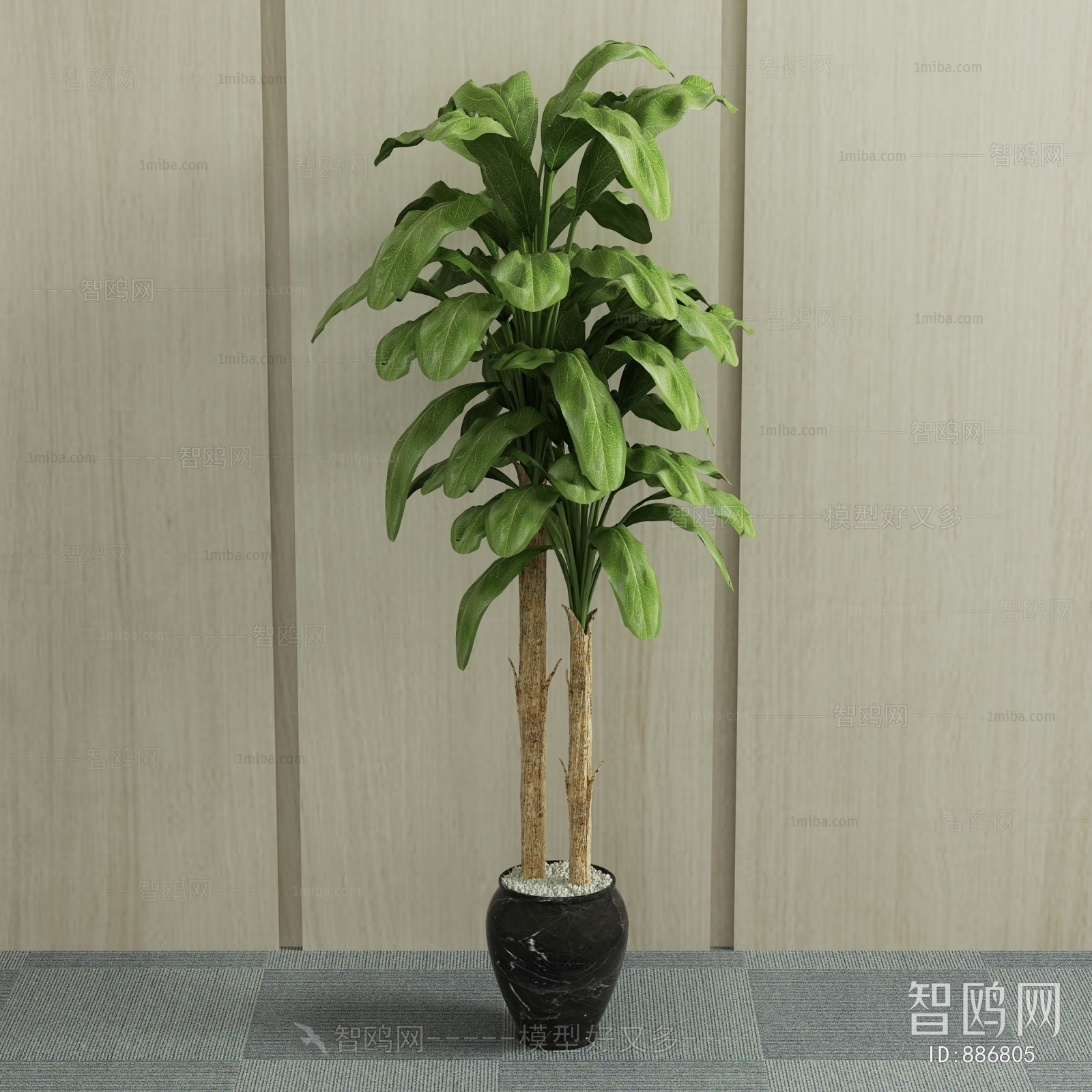 Modern Potted Green Plant