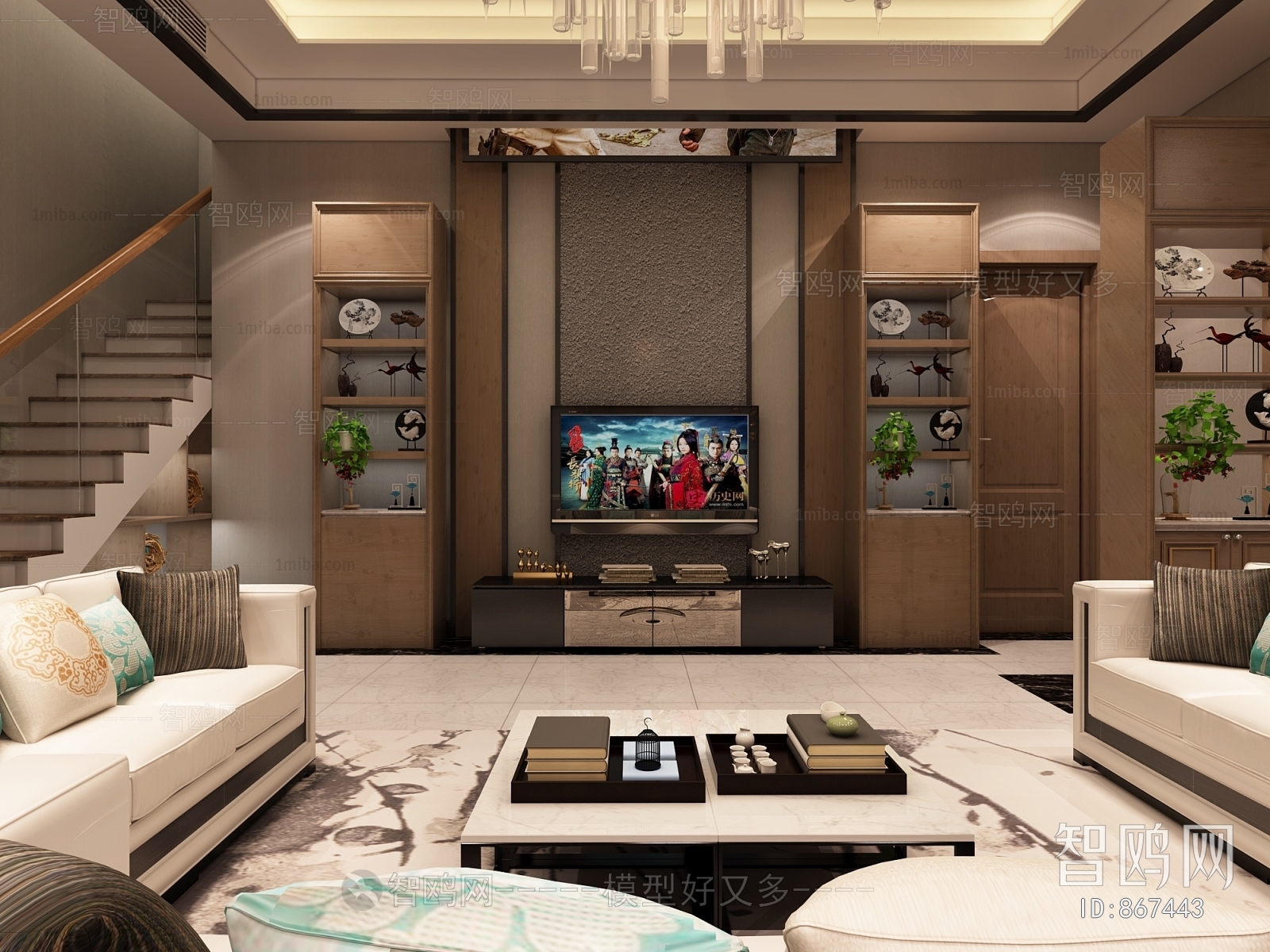 New Chinese Style A Living Room