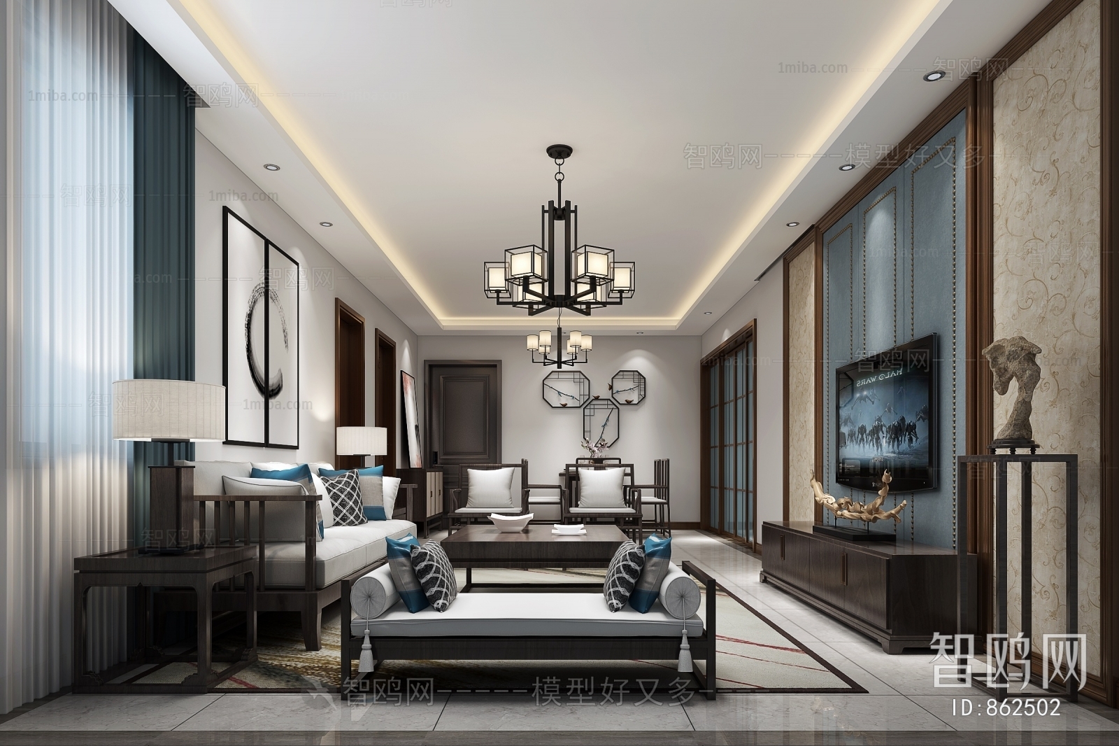 New Chinese Style A Living Room