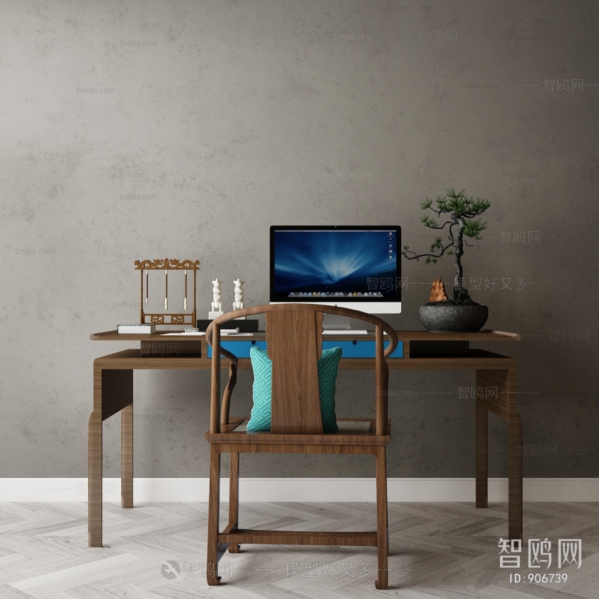 New Chinese Style Computer Desk And Chair