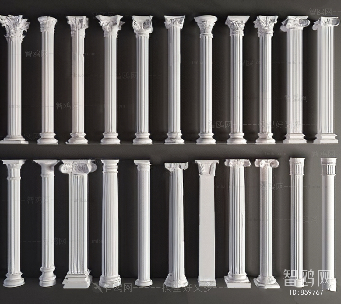 欧式石膏雕花罗马柱组合