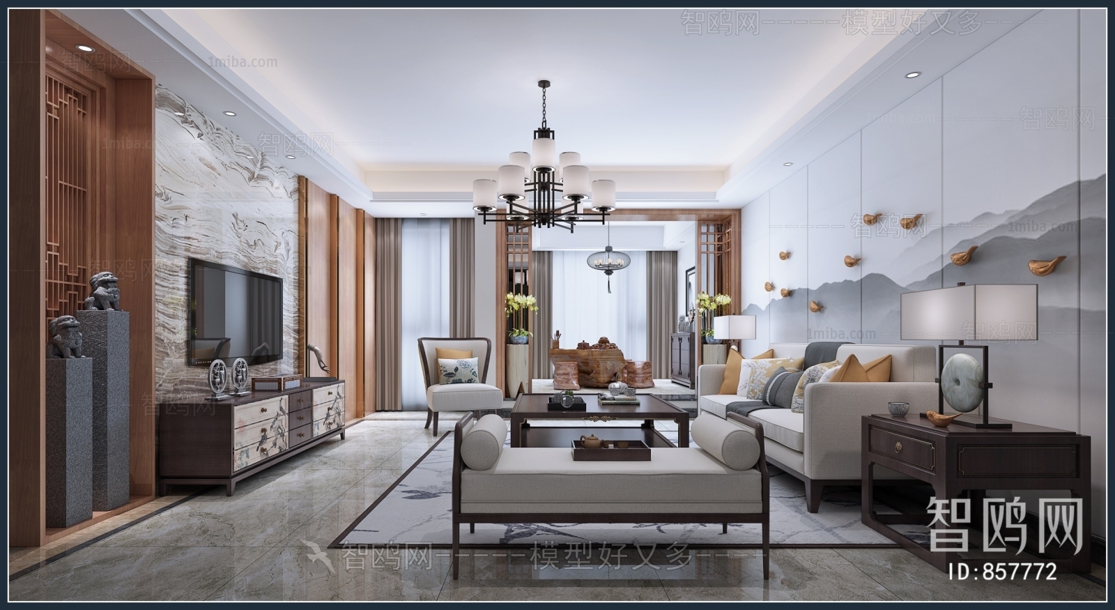 New Chinese Style A Living Room