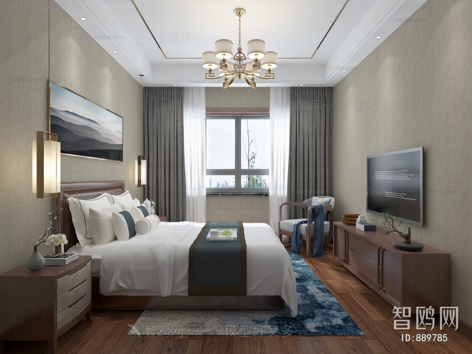 New Chinese Style Bedroom