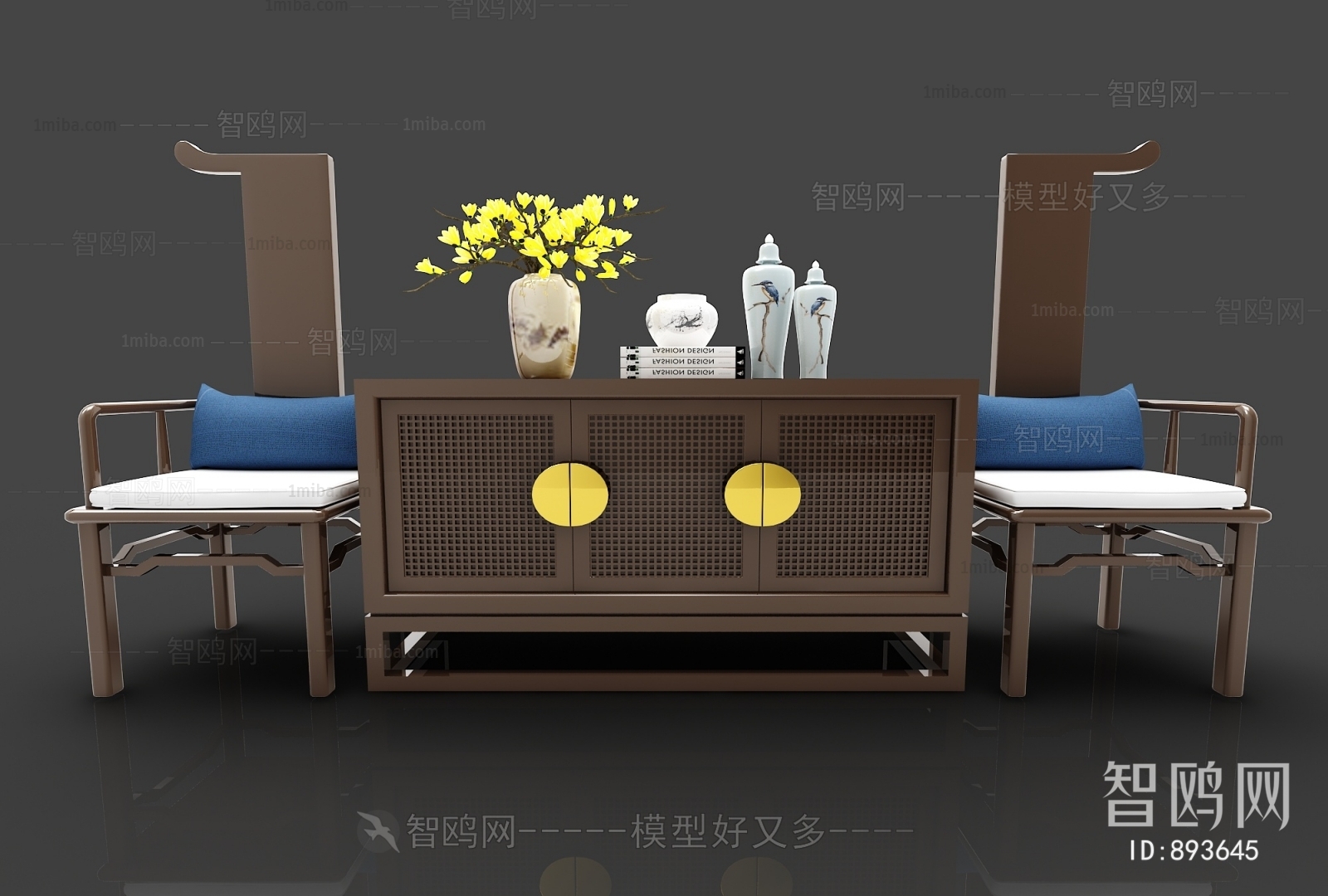 New Chinese Style Single Sofa