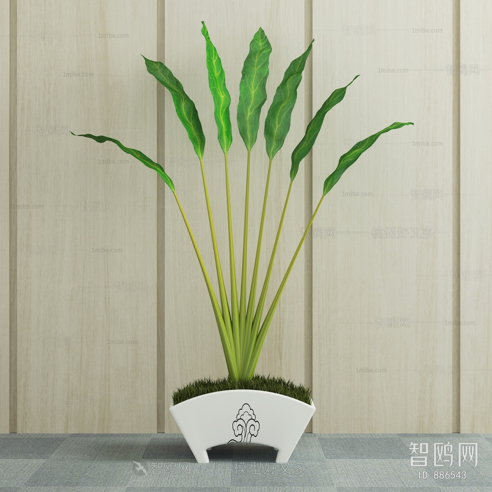 Modern Potted Green Plant