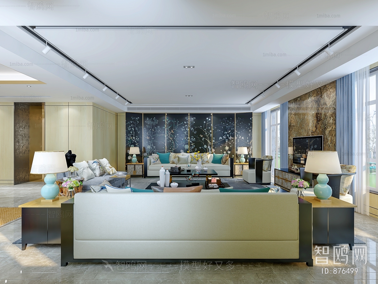 New Chinese Style A Living Room