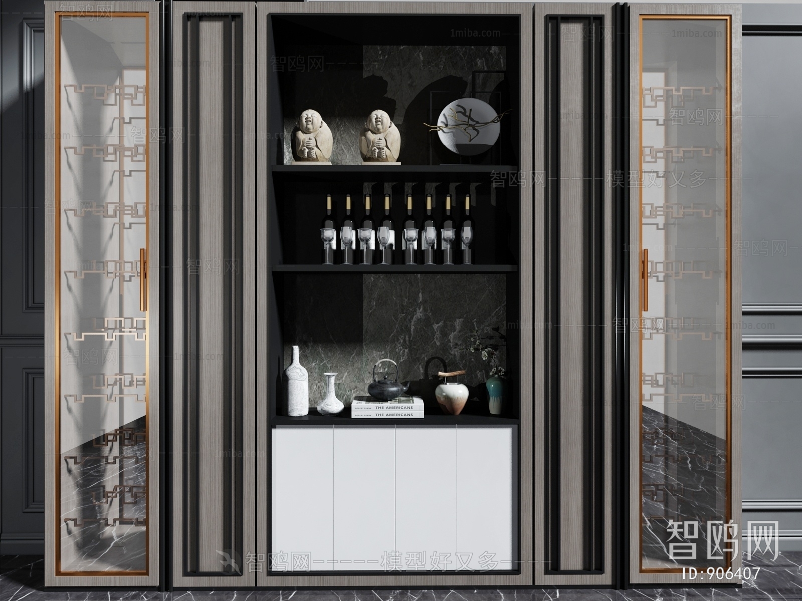 New Chinese Style Wine Cabinet