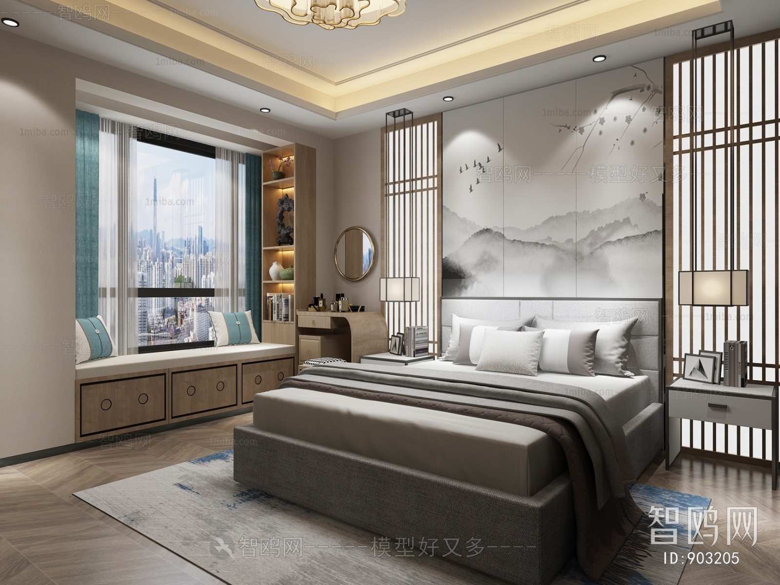 New Chinese Style Bedroom