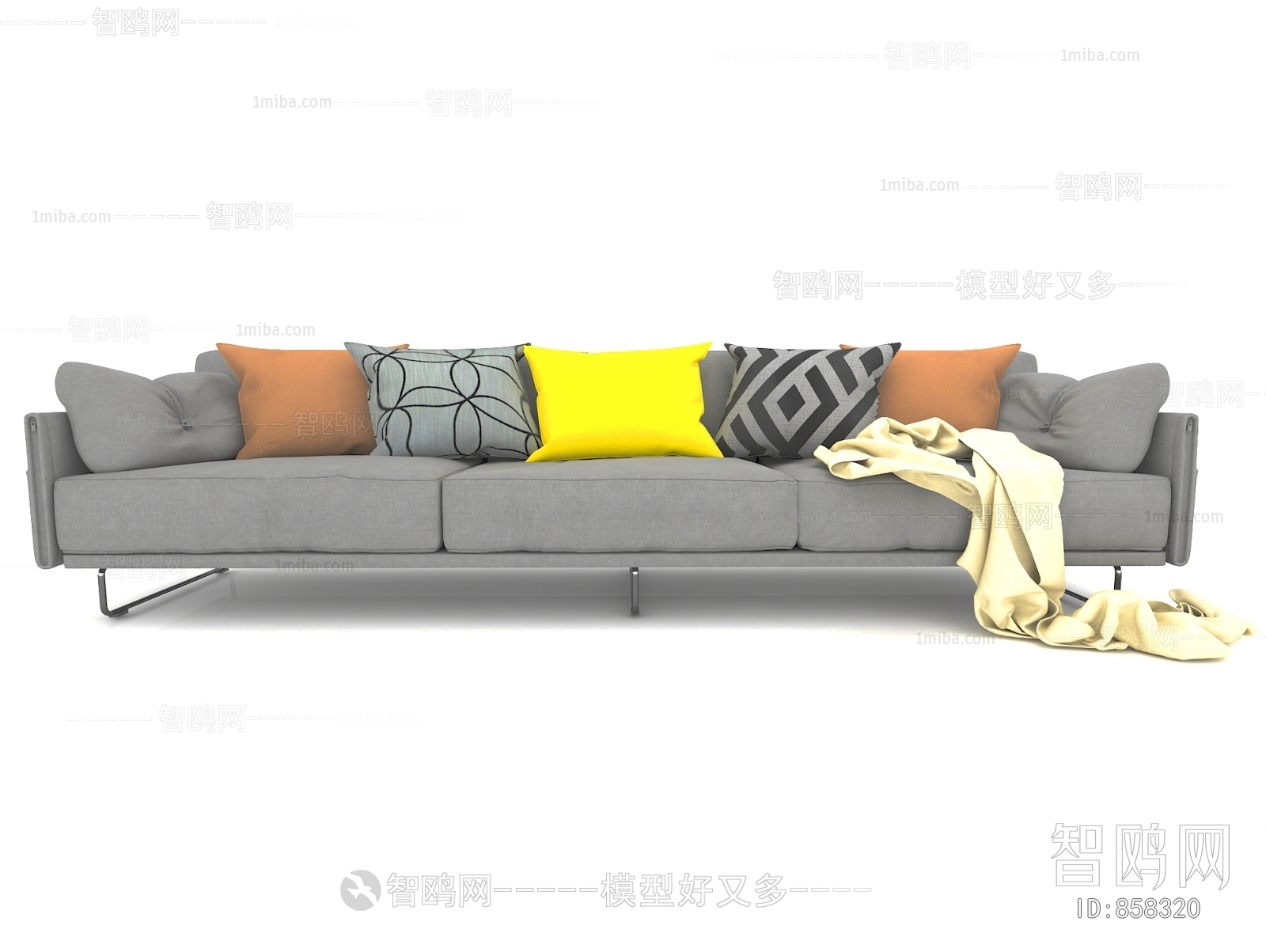 New Chinese Style Three-seat Sofa