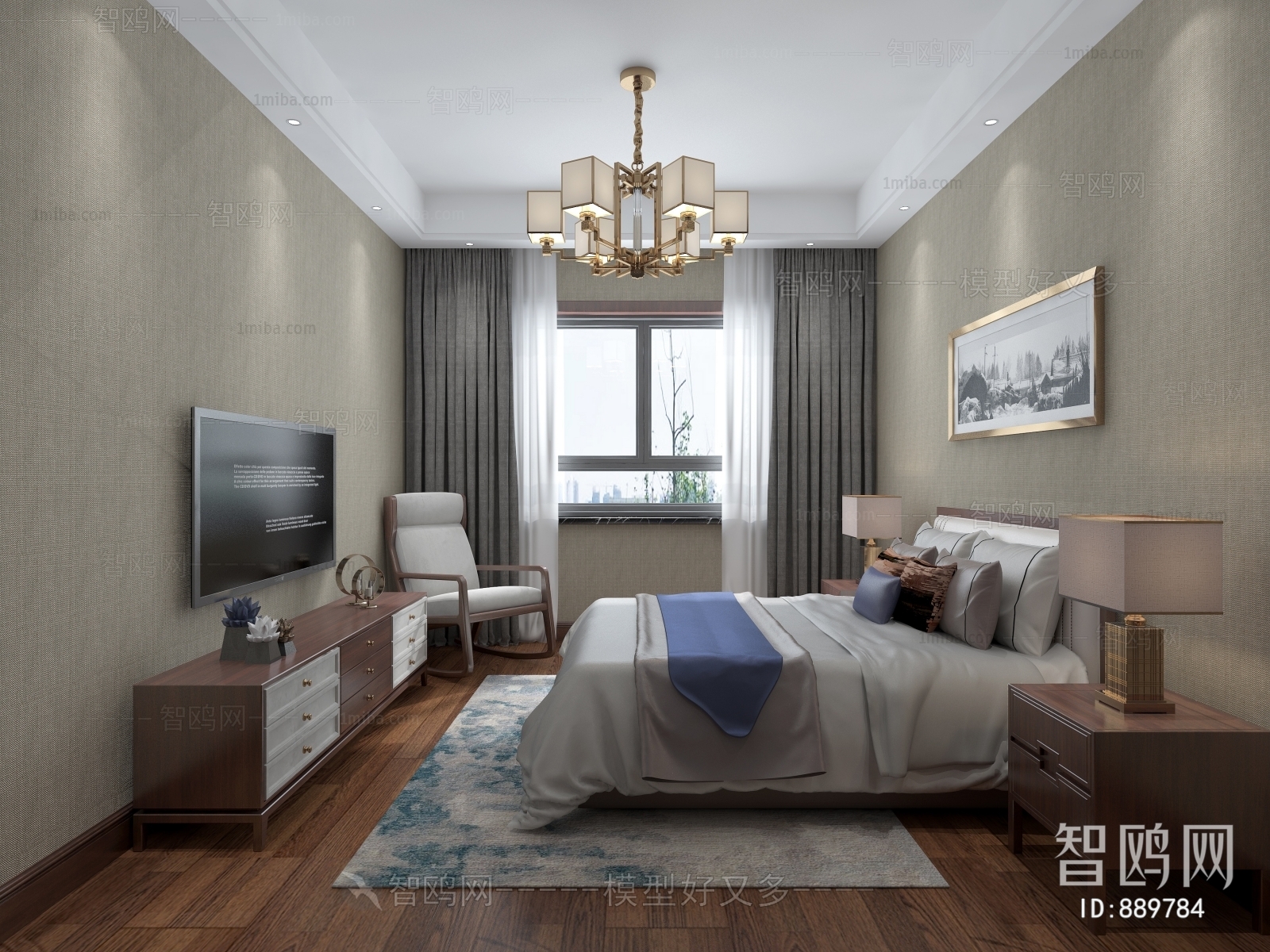 New Chinese Style Bedroom