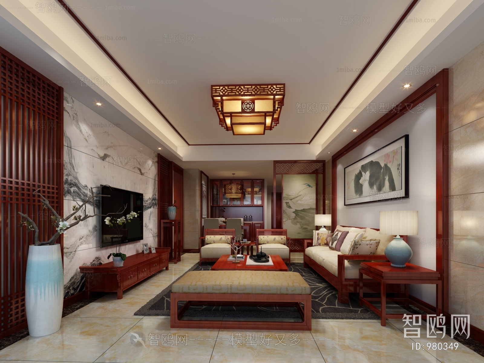 New Chinese Style A Living Room