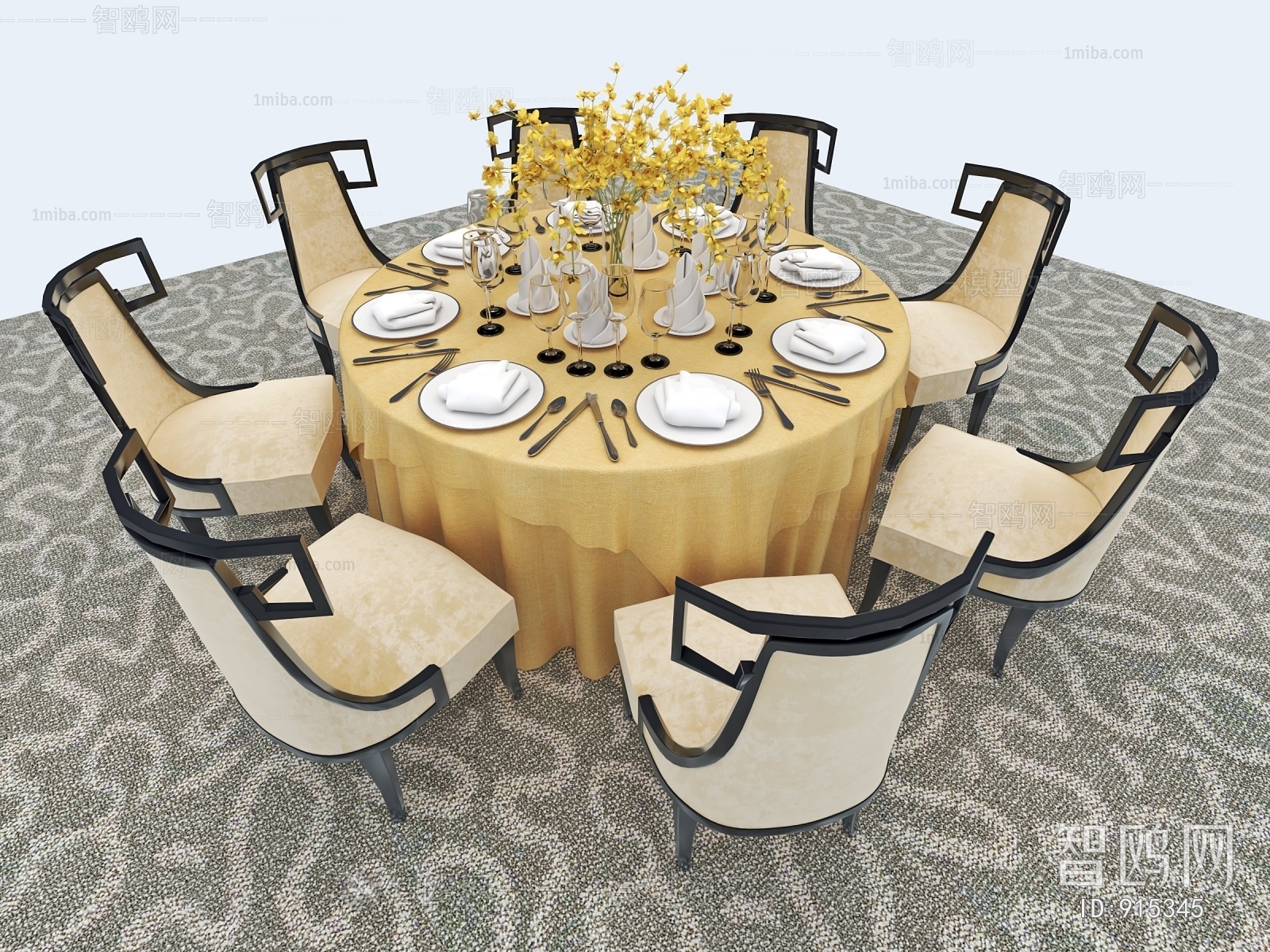 Simple European Style Dining Table And Chairs