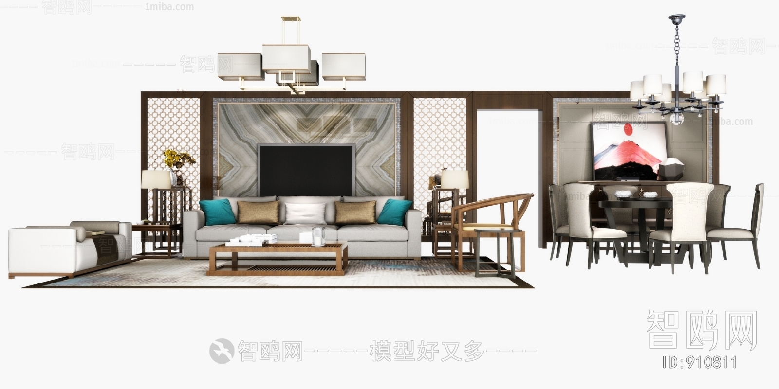 New Chinese Style Sofa Combination