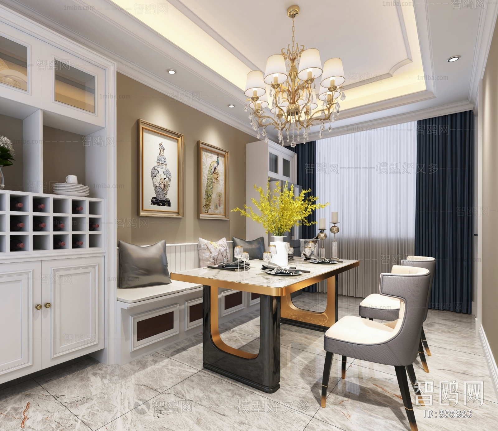 Simple European Style Dining Room