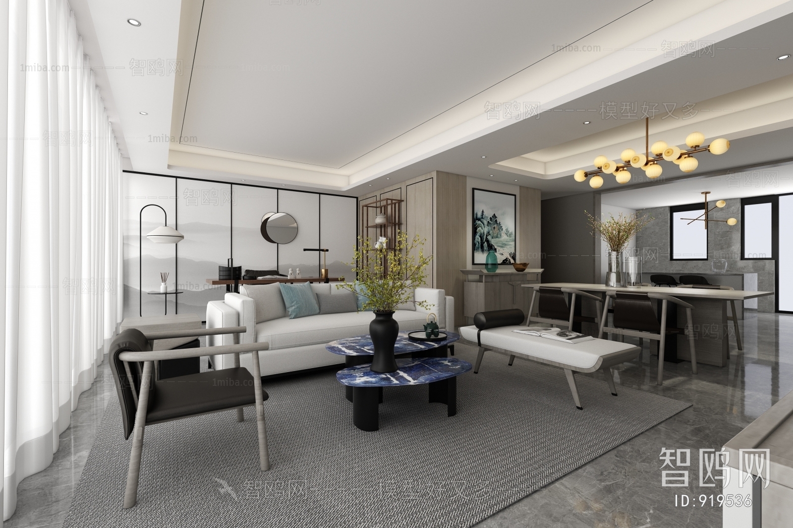 New Chinese Style A Living Room