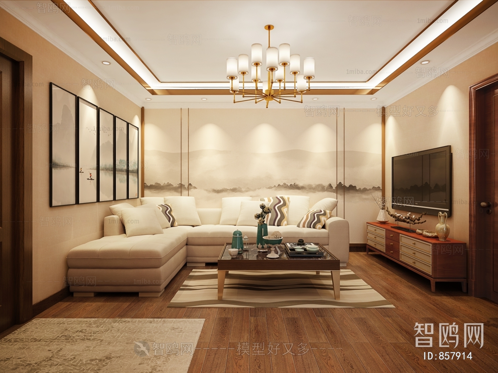 New Chinese Style A Living Room