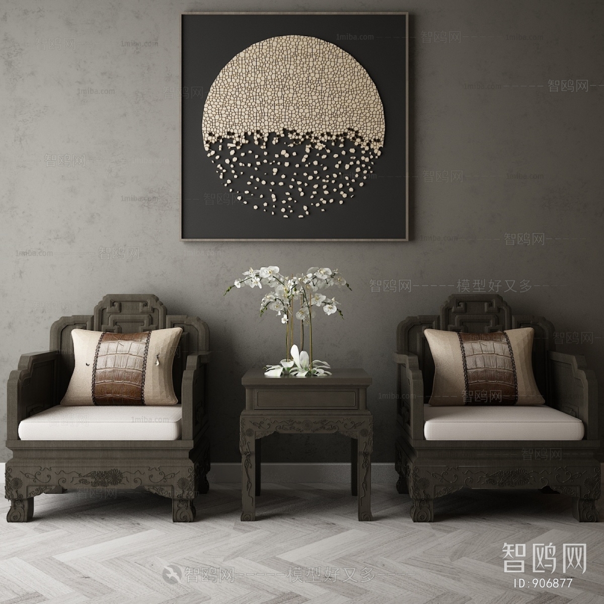 New Chinese Style Single Sofa