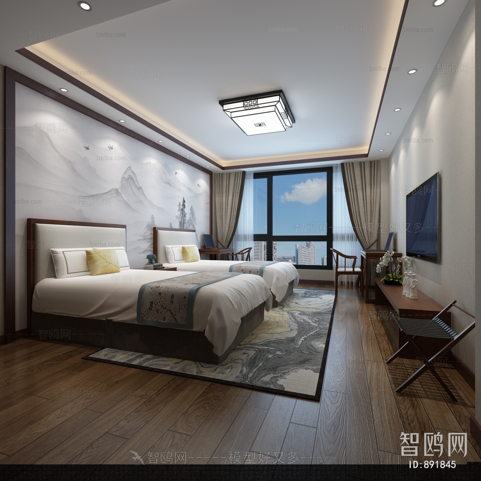 New Chinese Style Bedroom