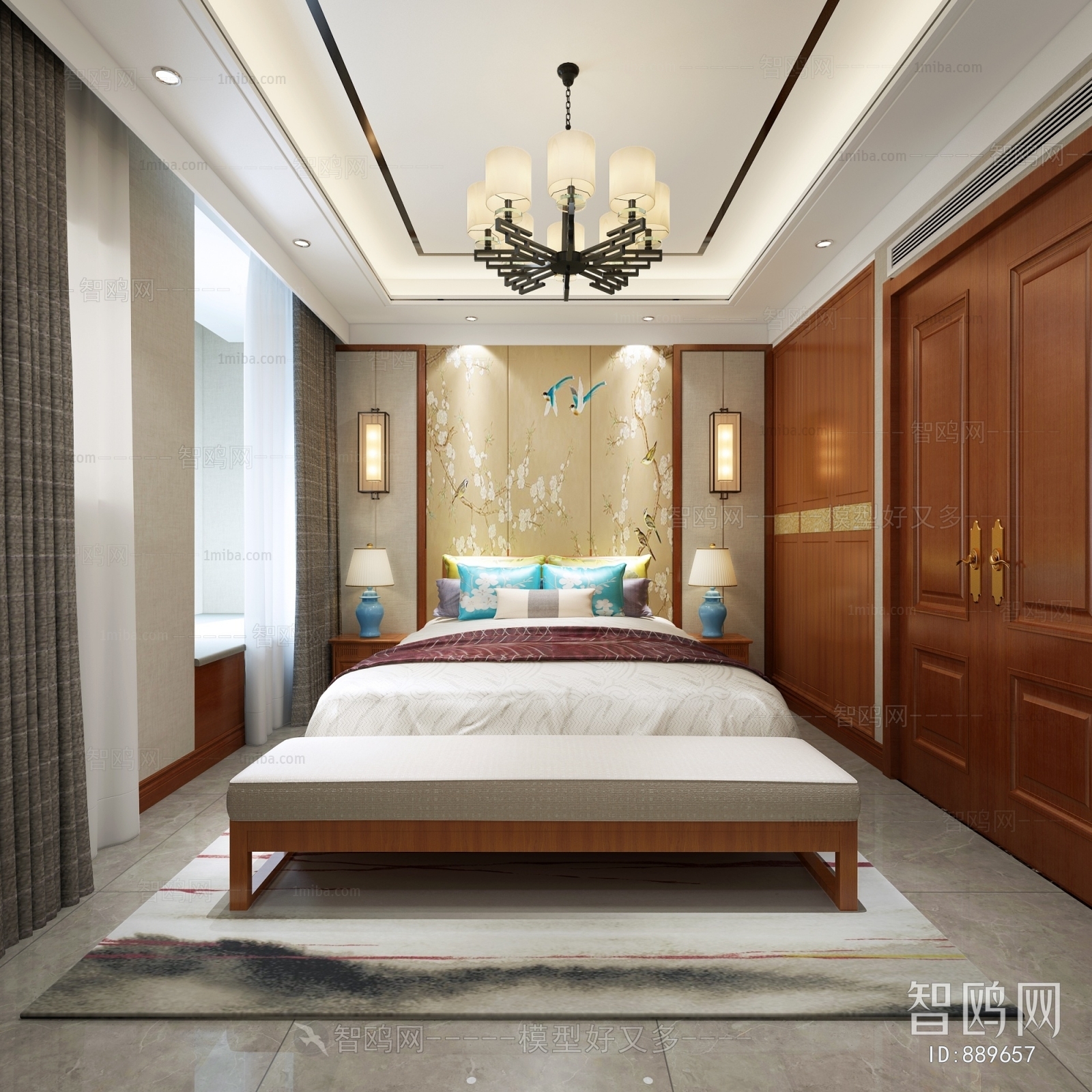 New Chinese Style Bedroom