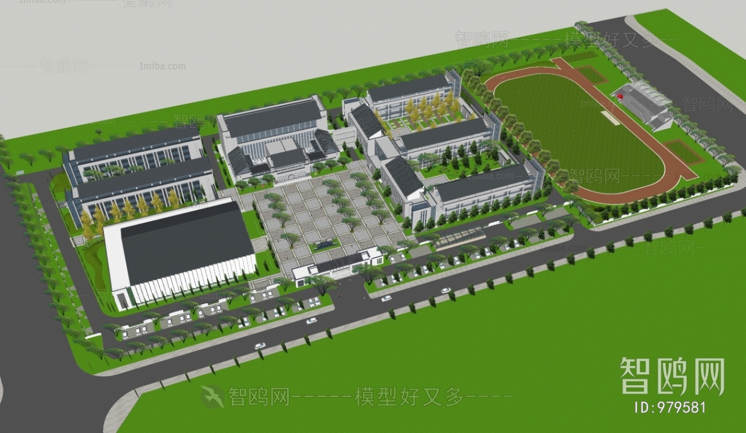 New Chinese Style Architectural Bird's-eye View Planning