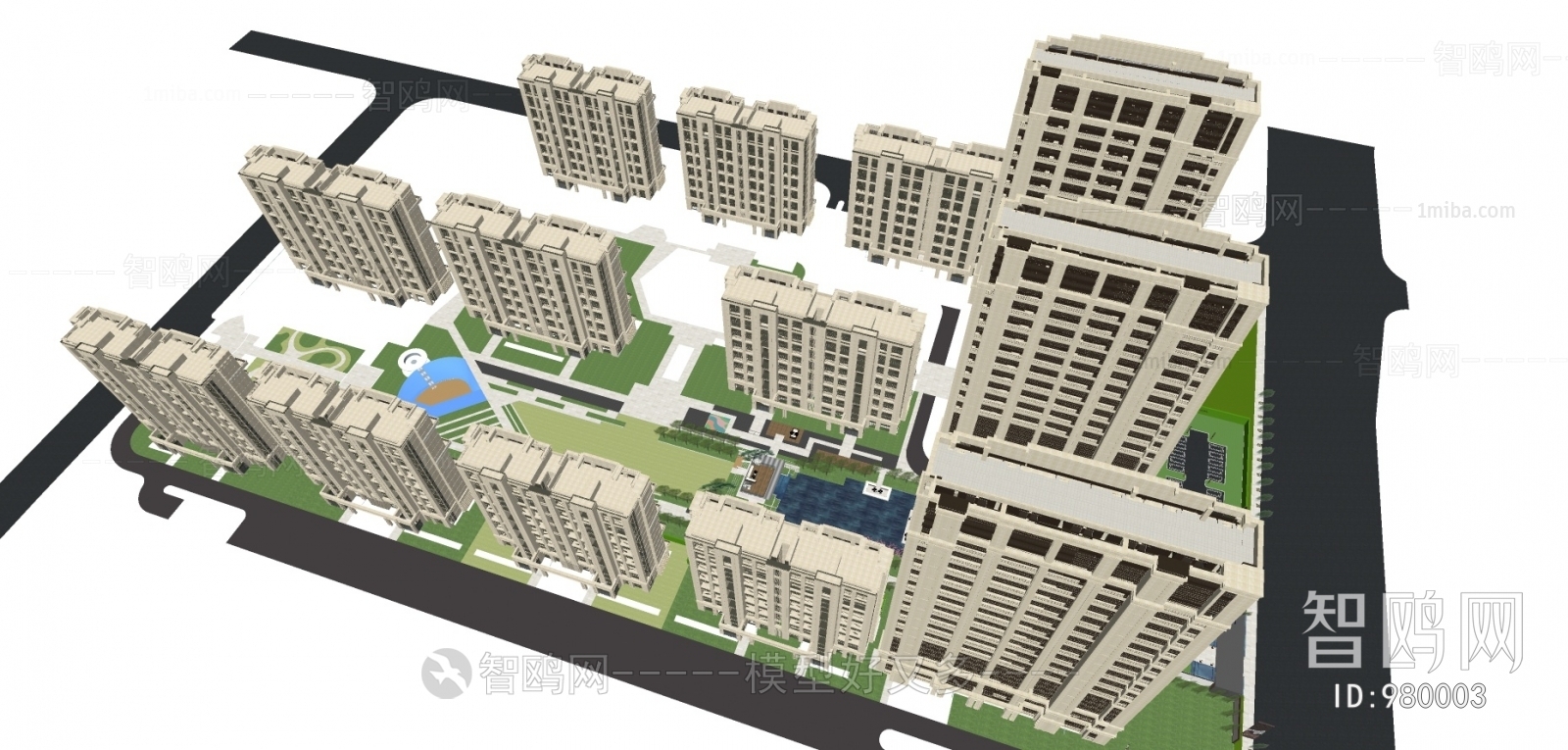 新中式住宅小区鸟瞰规划