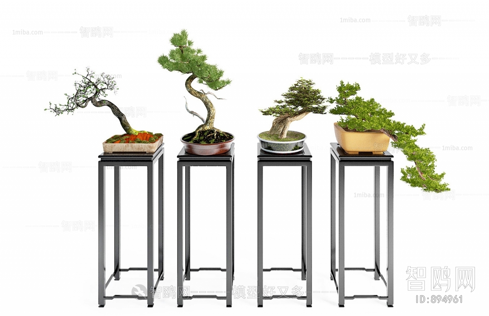 新中式盆栽花架组合