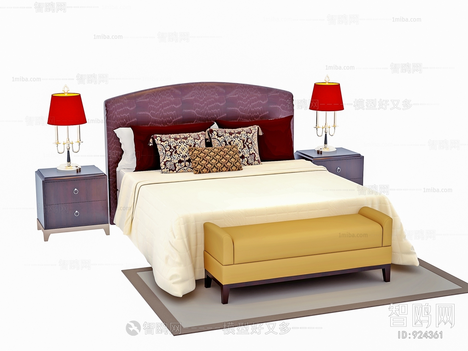 Simple European Style Double Bed