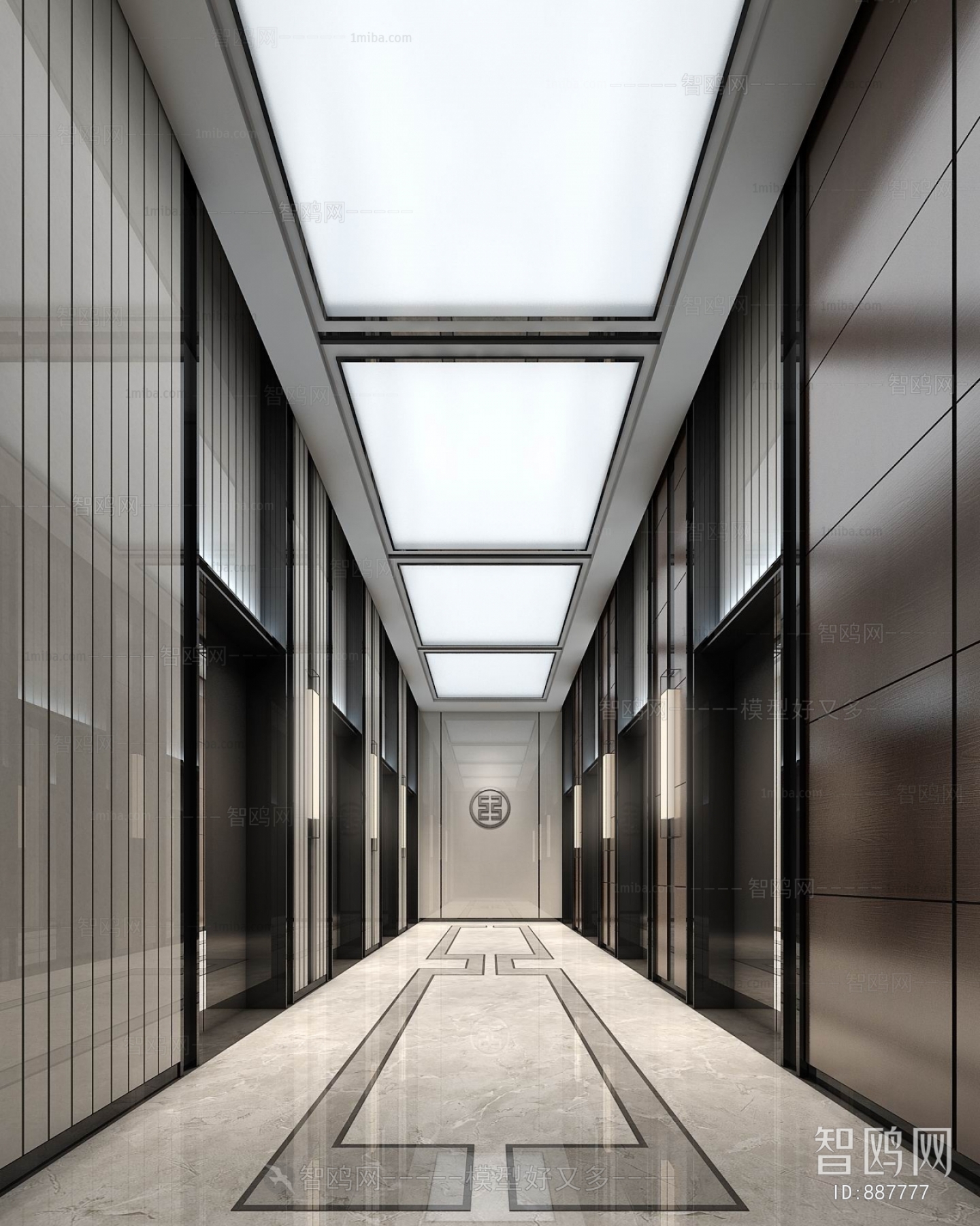 New Chinese Style Office Elevator Hall