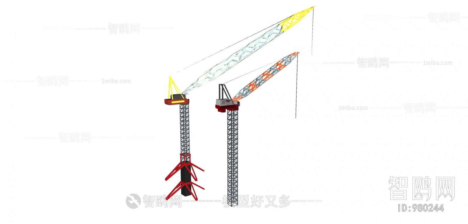 现代塔吊 吊车 吊塔 起重机