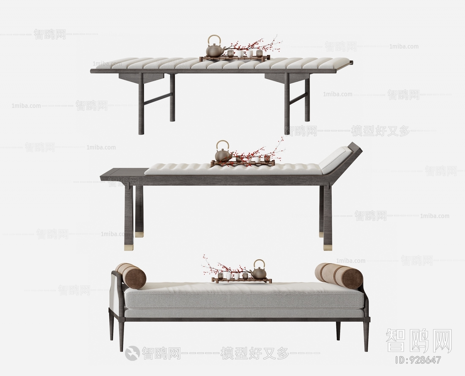 新中式床尾凳组合